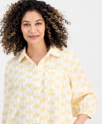 Petite Linen King Street Palm Flounce Dress