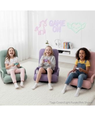 360-Degree Swivel Gaming Floor Chair w/ Armrest Handles, Foldable Adjustable Back