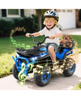 24V Kids Ride on Electric ATV Quad Car with Realistic Sounds and LED Lights-Navy