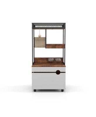 Cat Litter Box Enclosure Cabinet with Cat Tree Tower, Feeding Station, and Scratching Pads