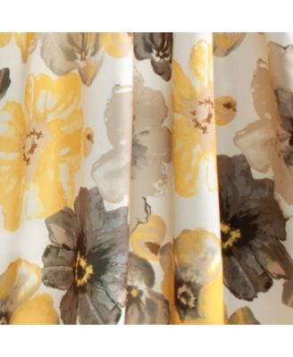 Lush Decor Leah Light Filtering Window Curtain Panels, Pair, 52" W x 120" L, - Floral Drapes for Bedroom - Yellow Curtains -Farmhouse Decor