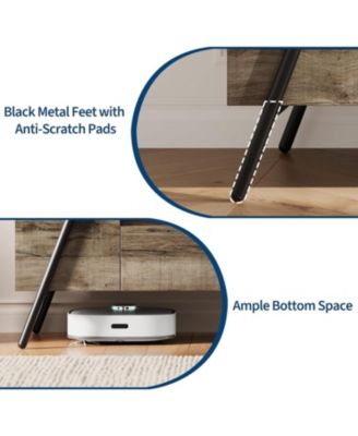 Brand 55" Modern Farmhouse TV Stand, 2 Drawers Adjustable Shelves U-Shaped Metal Legs Entertainment Center