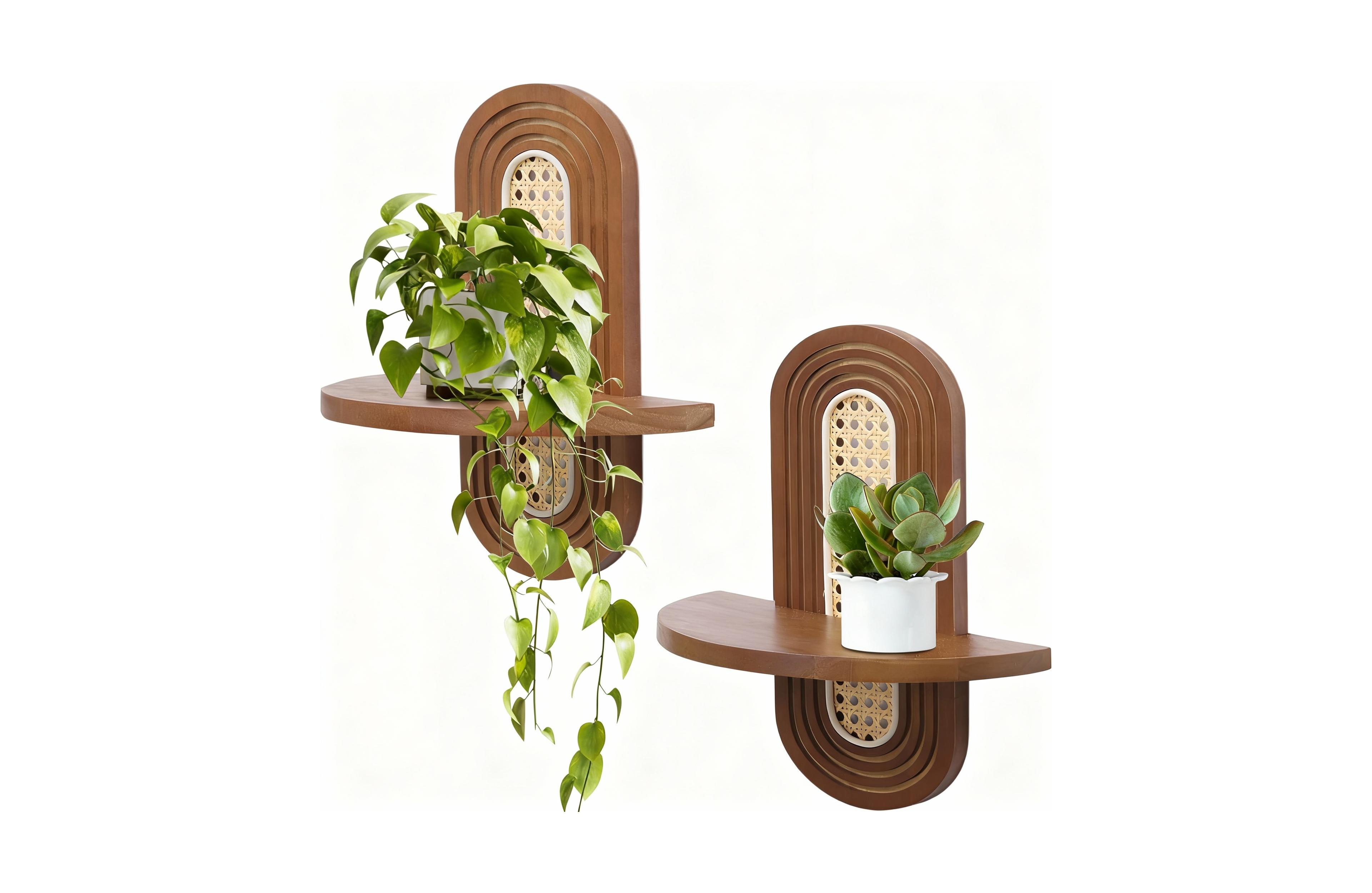 Yigii Bohemian Rattan Floating Shelves