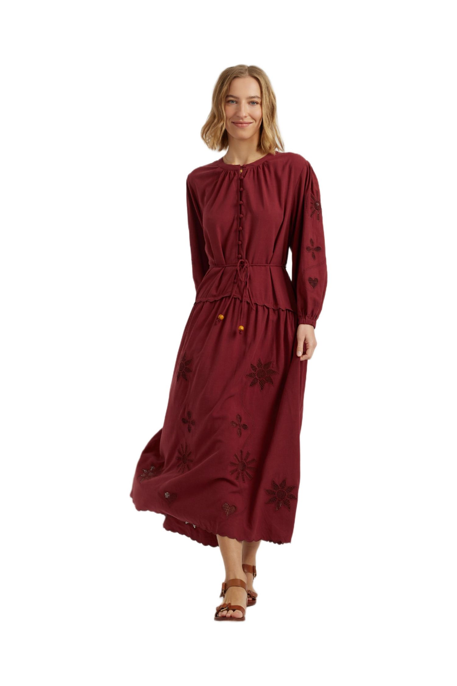 Women's Chinti and Parker Sienna Linen-Blend Broderie Dress