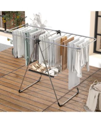 2-Tier Folding Laundry Drying Rack with Aluminum Frame, Clothes Rack