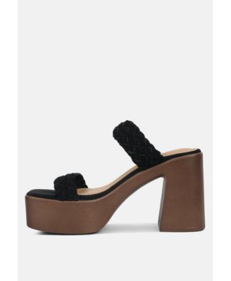 Misaki Womens Woven Suede Strap Platform Sandals