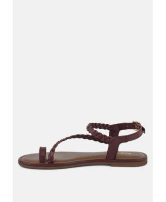 STALLONE Womens Braided Flat Sandals