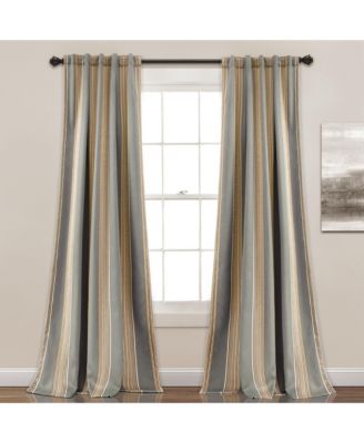 Julia Stripe Light Filtering Window Curtain Panels Pair 52"W x 95"L Gray - Striped Curtains for Bedroom