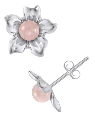 Amethyst (1-3/8 ct. t.w.) Hibiscus Flower Stud Earrings in 10k Yellow Gold (Also Available in Onyx, Lapis, Aquamarine, Rose Quartz)