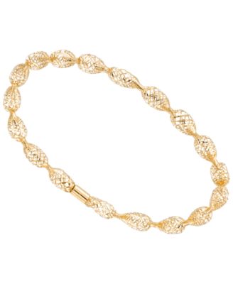 Flexible Open Work Stretch Oval Bracelet in 10k Yellow Gold