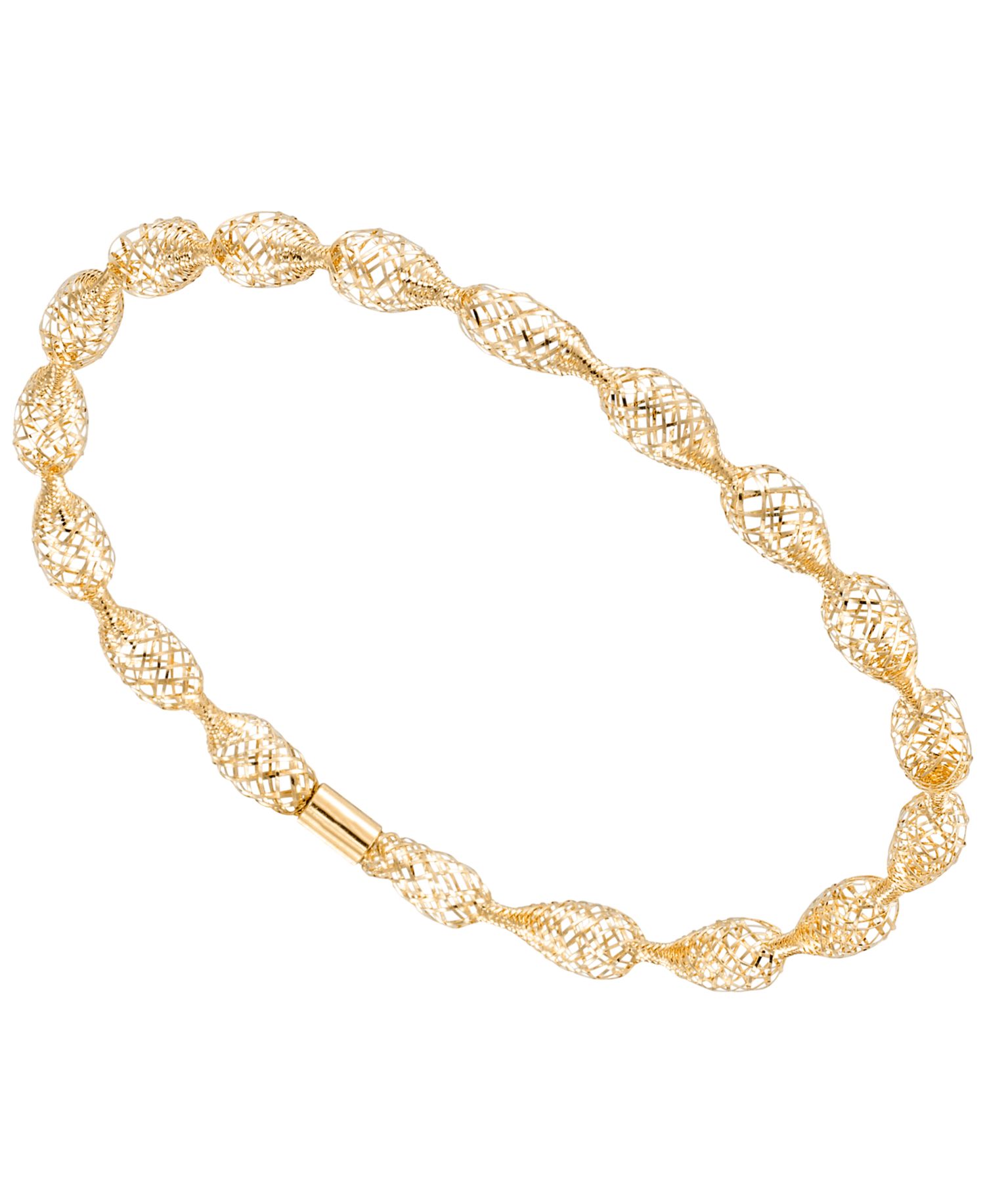 Flexible Open Work Stretch Oval Bracelet in 10k Yellow Gold