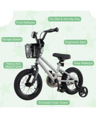 Kids Bike with Basket and Training Wheels for Children