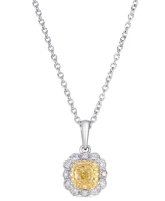 Couture Fancy Yellow Diamond & Vanilla Diamond Pendant Necklace (0.42 ct. t.w.) in Platinum Two-Tone Gold