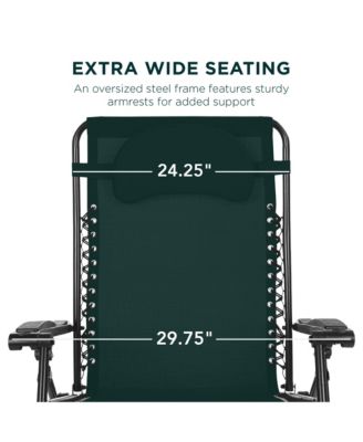 Oversized Zero Gravity Chair, Folding Outdoor Patio Lounge Recliner w/ Cup Holder