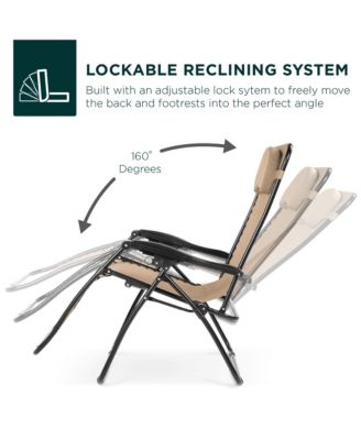 Oversized Zero Gravity Chair, Folding Outdoor Patio Lounge Recliner w/ Cup Holder