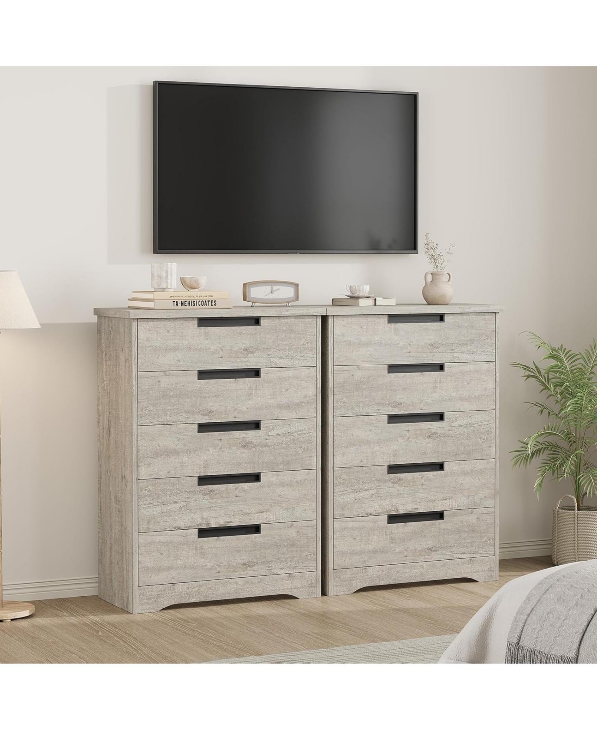 gaomon 5 Drawer Dresser for Bedroom, 5 Chest of Drawers with Embedded Handles, Wooden Dresser Organizer for Living Room, Nursery