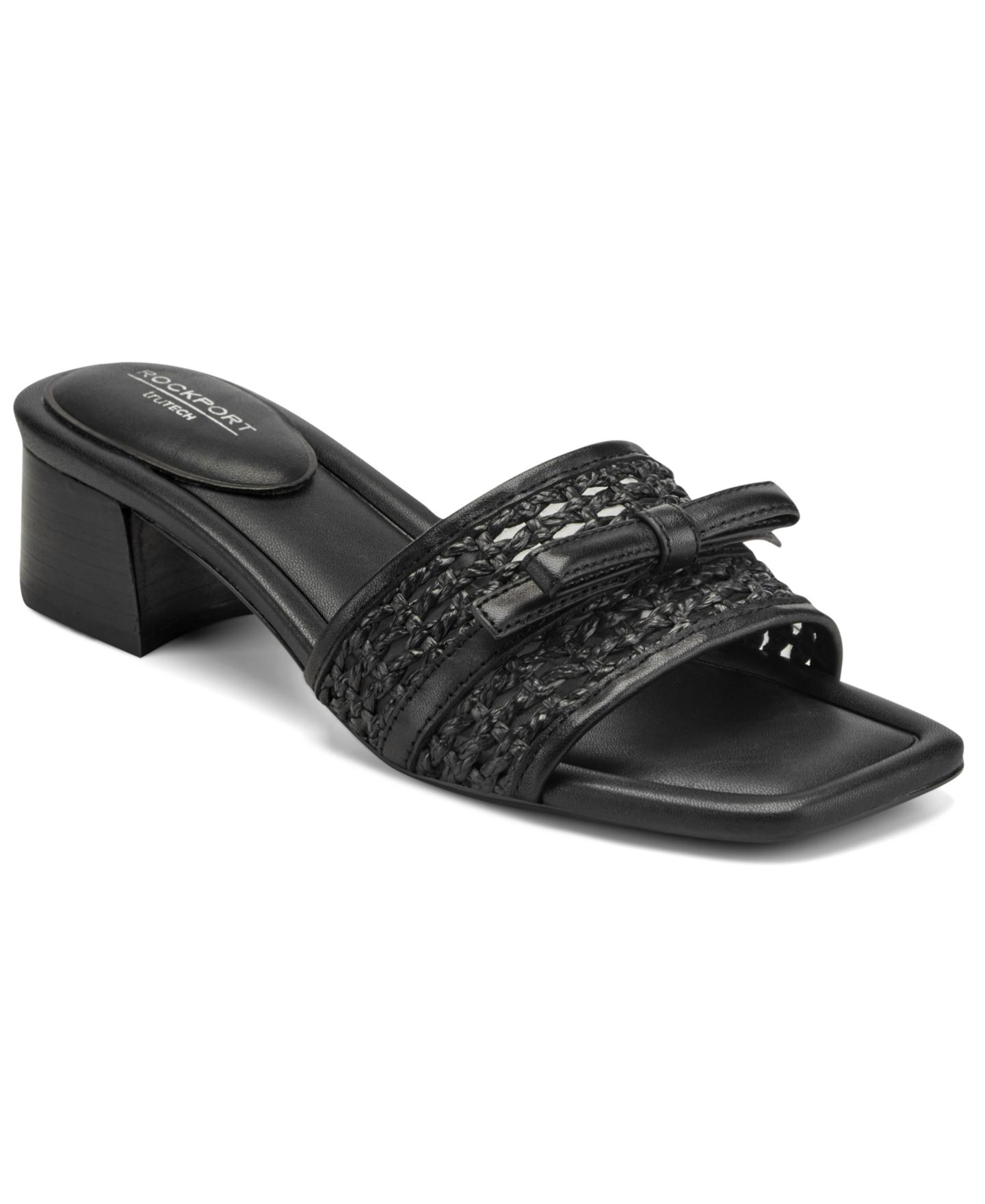 Женские сандалии Rockport Clarice Square Toe Slip-On Dress Sandals, цвет: Чёрный — фото 1