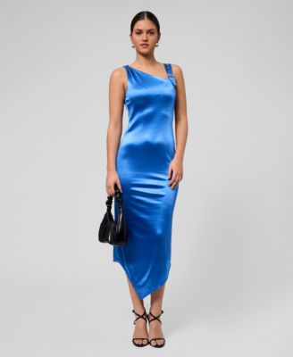 Women's Asymmetrical Neck Midi Dress