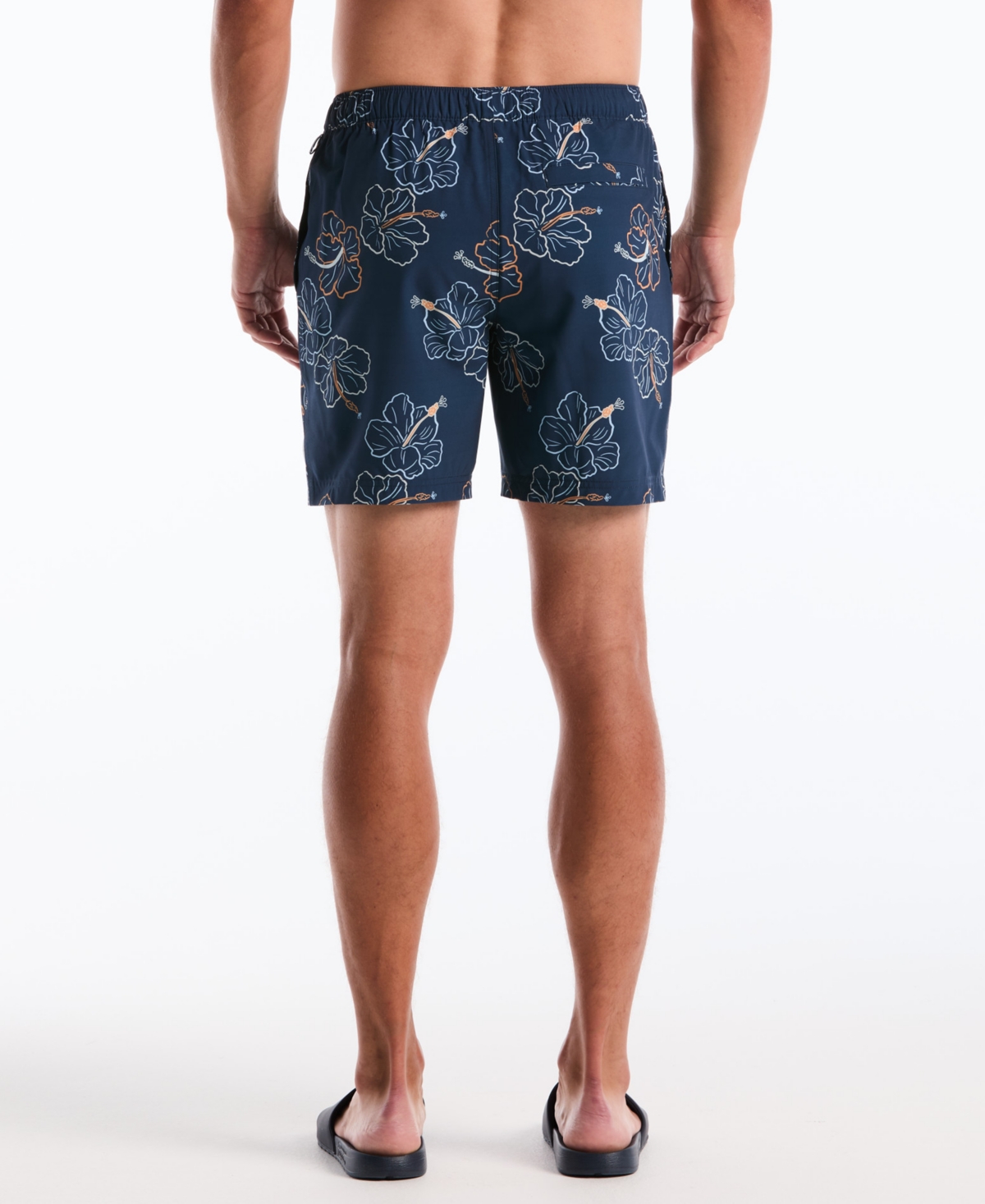 Original Penguin Men's Hibiscus Flower Print 7" Swim Trunks