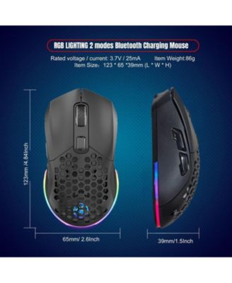 Dual-Mode Wireless Gaming Mouse, 2.4G + Bluetooth 5.1, 6 Adjustable DPI 800-4800, RGB Backlit