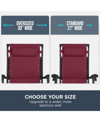 30" Extra Wide Folding Zero Gravity Patio Lounge Chair w/Adjustable Canopy Shade