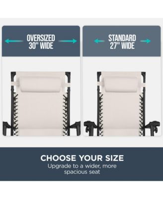 30" Extra Wide Folding Zero Gravity Patio Lounge Chair w/Adjustable Canopy Shade