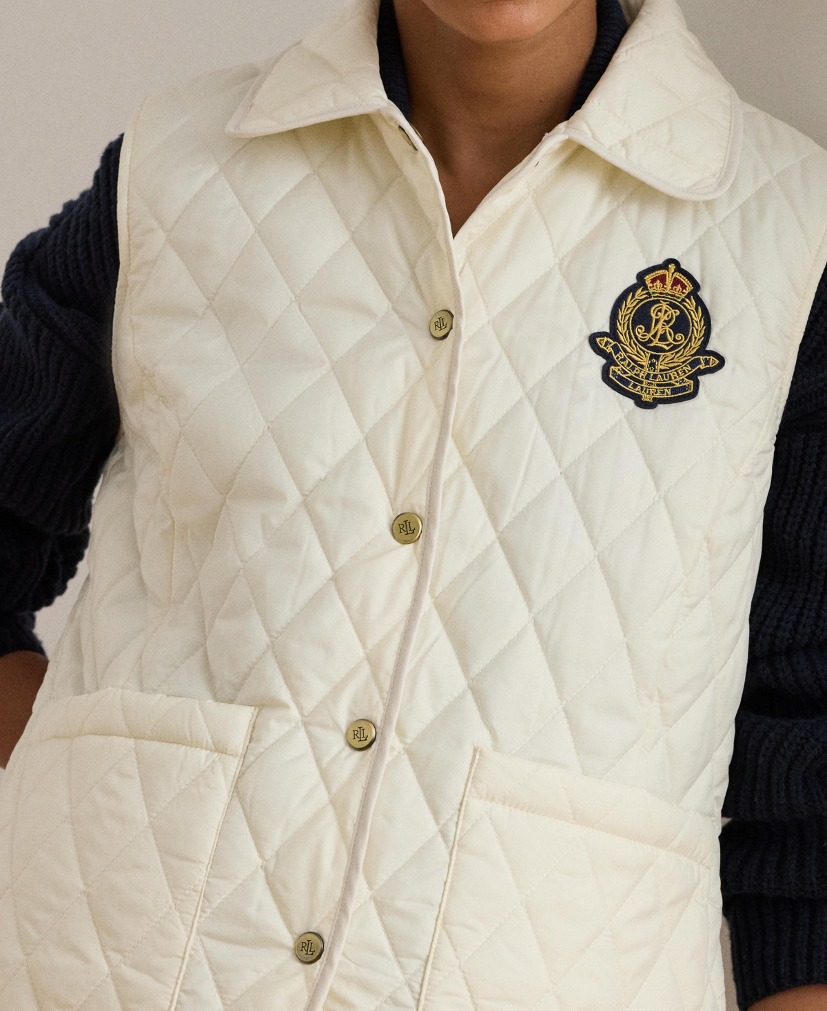 Lauren Ralph Lauren Women's Crest Patch Diamond Quilted Vest