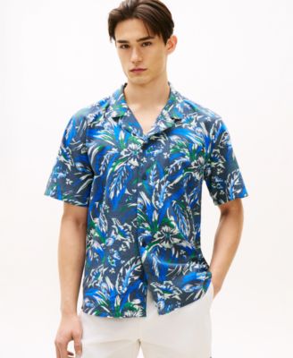 Men's Short-Sleeve Floral Print Woven Shirt