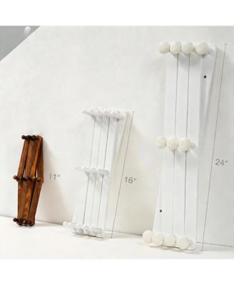 Expandable Dark Walnut Wood Coat Rack with 11 Hooks for Hats, Coats, and Accessories