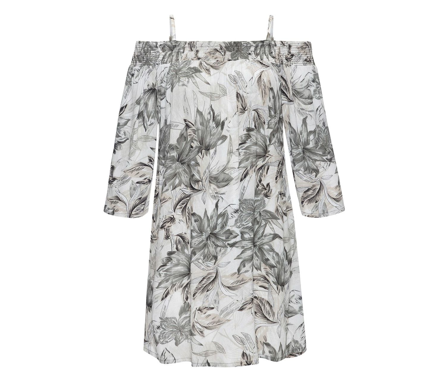 Women's Viscose Printed Off Shoulder Smocked Short Dress