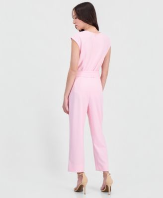 Petite Belted V-Neck Jumpsuit