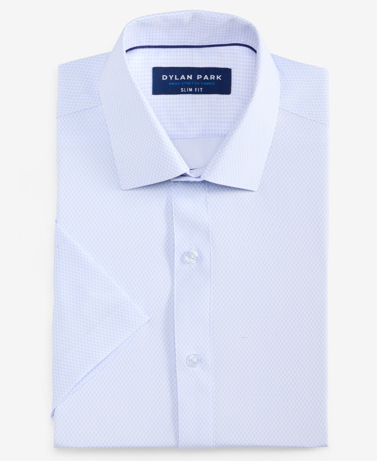Мужская рубашка Dylan Park Slim-Fit Performance Four-Way Stretch Short-Sleeve Dress Shirt, цвет: Белый однотонный — фото 6