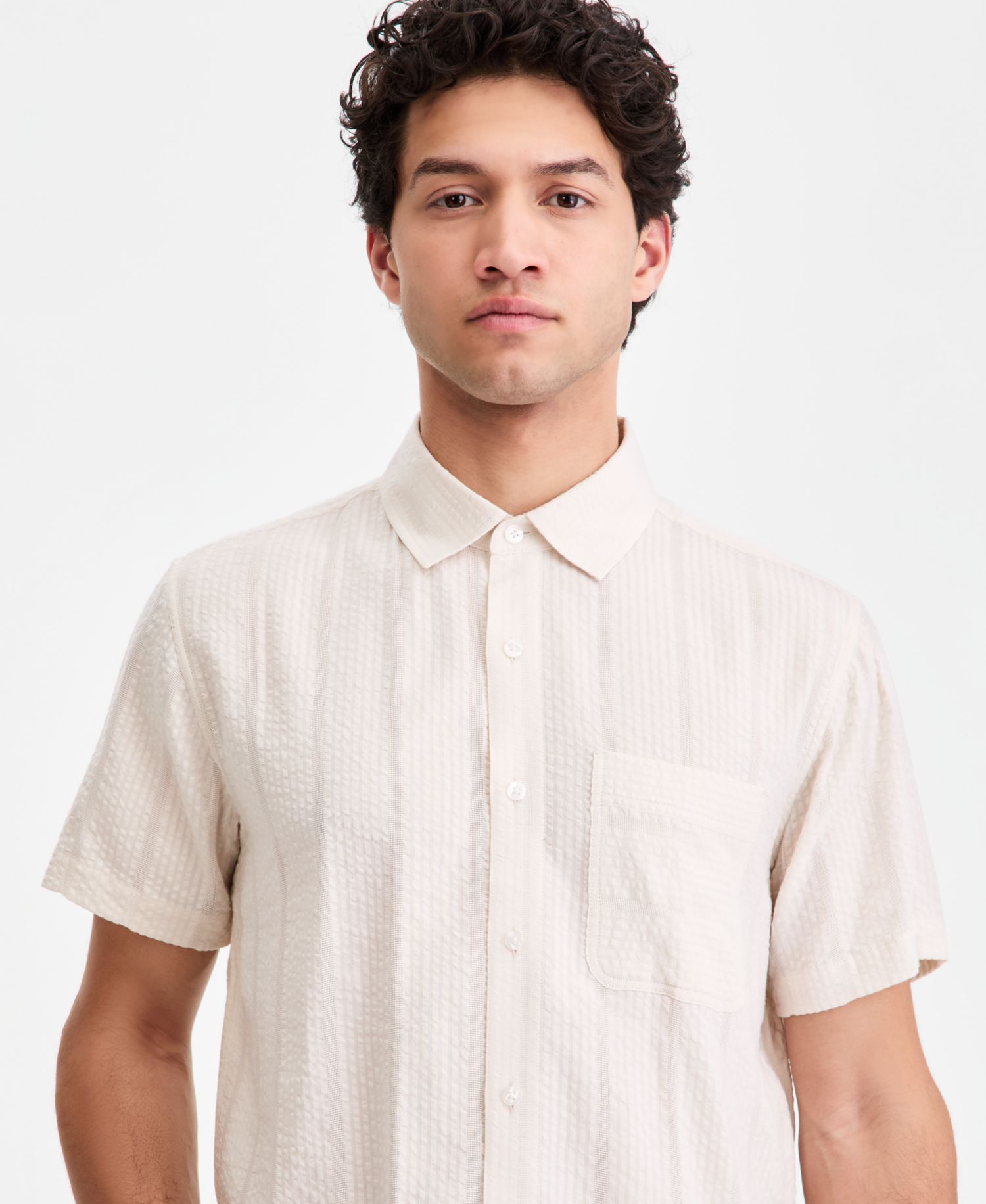 Men's Textured-Stripe Short-Sleeve Shirt