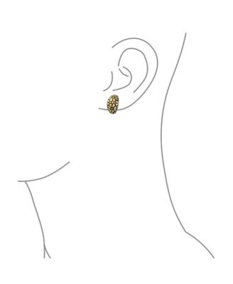 Set of 2 Wide Shrimp Half Hoop Flower Clip On Earrings For Non Pierced Ears Oxidized Gold & Silver