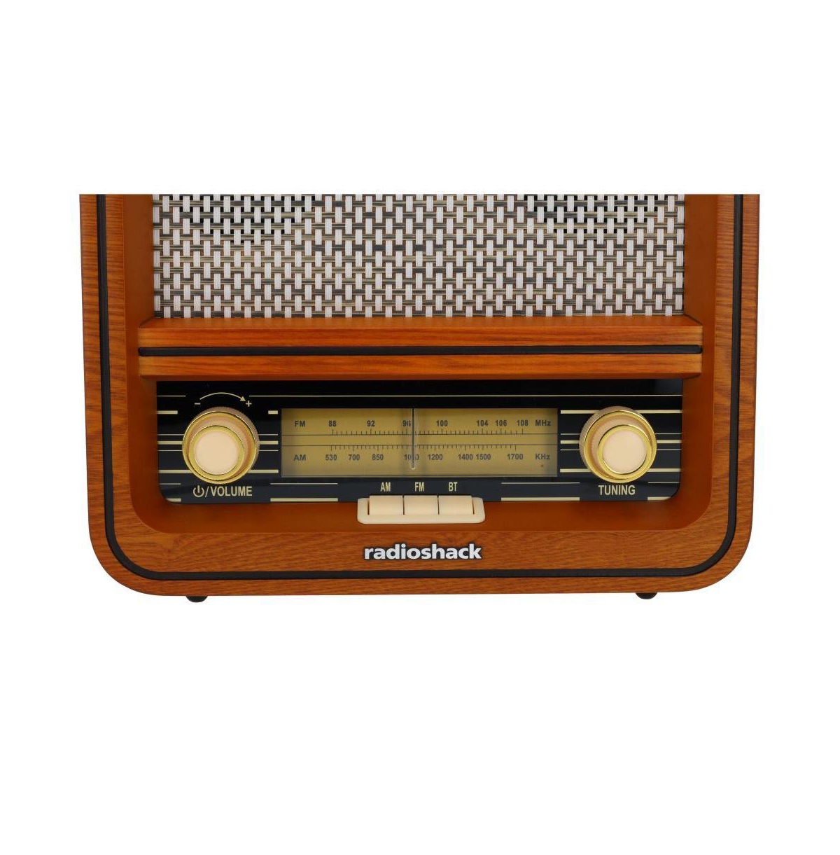 RadioShack Retro Am/Fm Radio, Vintage and Classic Wood Style, Bluetooth, Dual 5W Speakers – 4001796