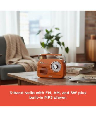 Portable Retro AM/FM/SW Vintage and Classic Radio, Bluetooth, Rechargeable, Light Sky Blue – 4001801