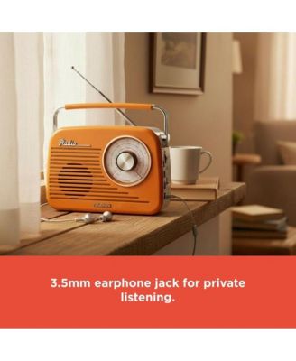 Portable Retro AM/FM/SW Vintage and Classic Radio, Bluetooth, Rechargeable, Orange – 4001802