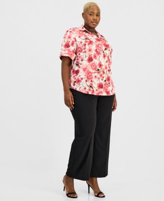 Plus Size Printed Button-Front Shirt