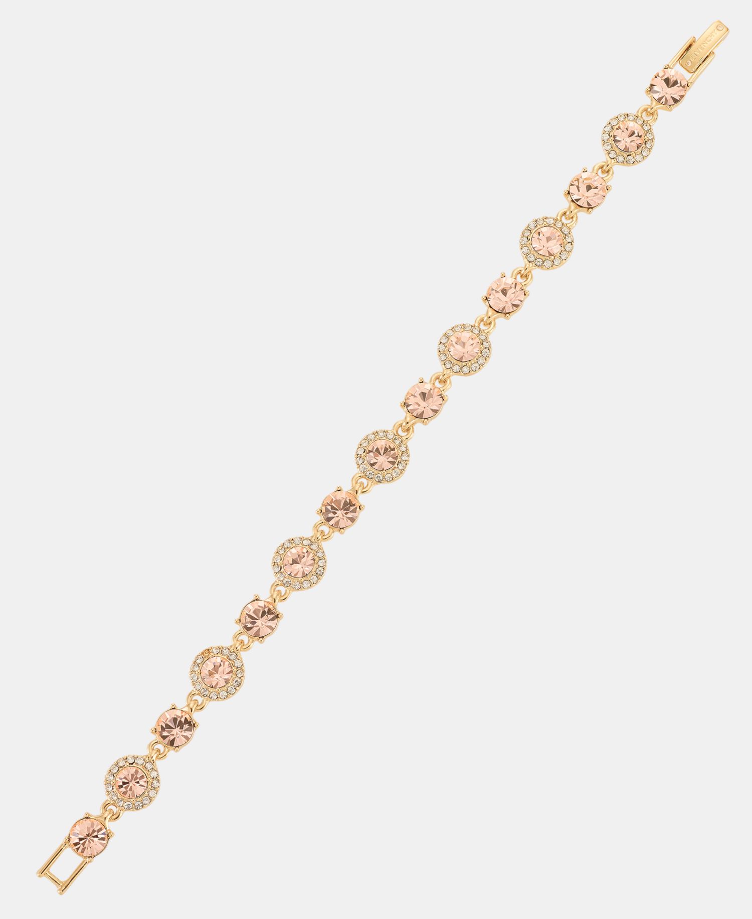 Gold-Tone Boxed Blue Pav&eacute; Halo Bracelet And Earring Set