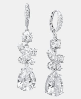 Cubic Zirconia Cluster Triple Drop Earrings