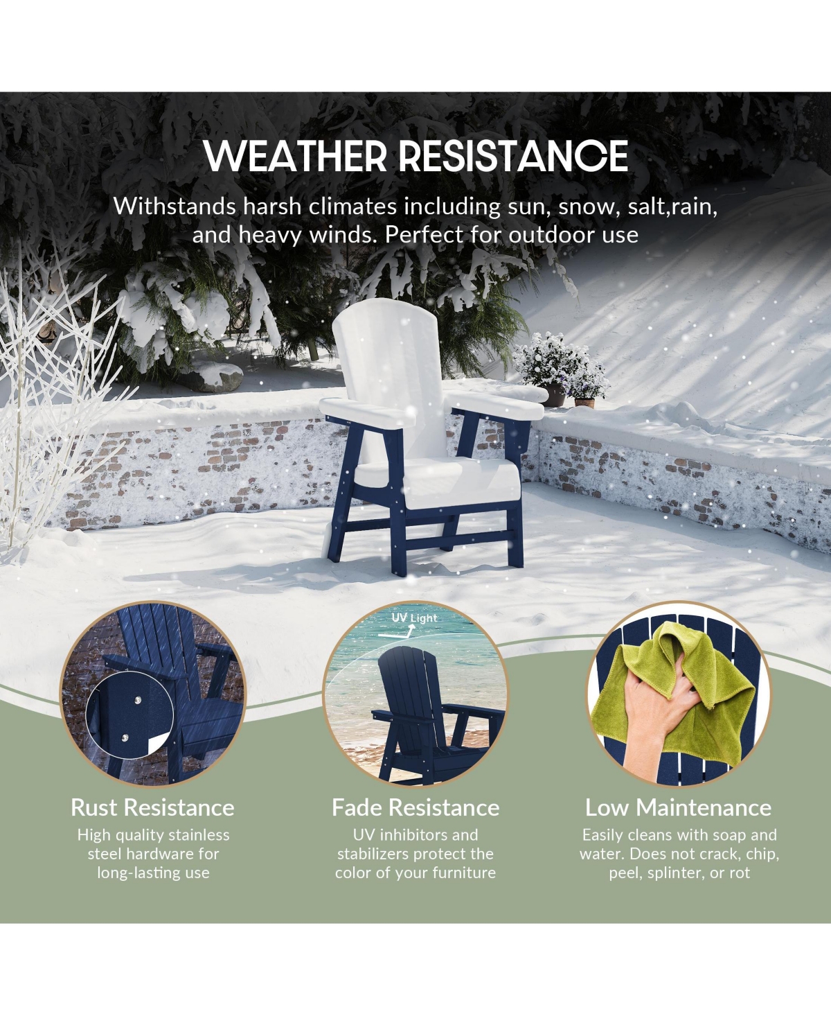 WestinTrends Outdoor Patio Shell-back Adirondack Dining Chair Weather Resistant