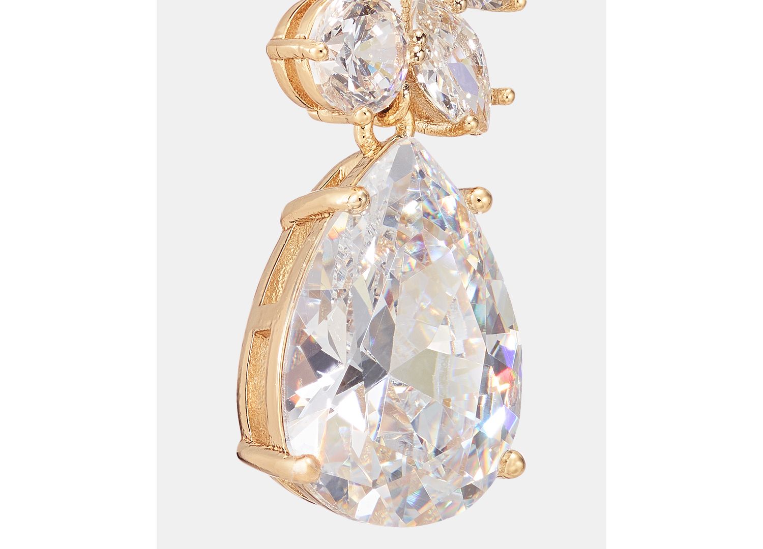 Cubic Zirconia Cluster Triple Drop Earrings