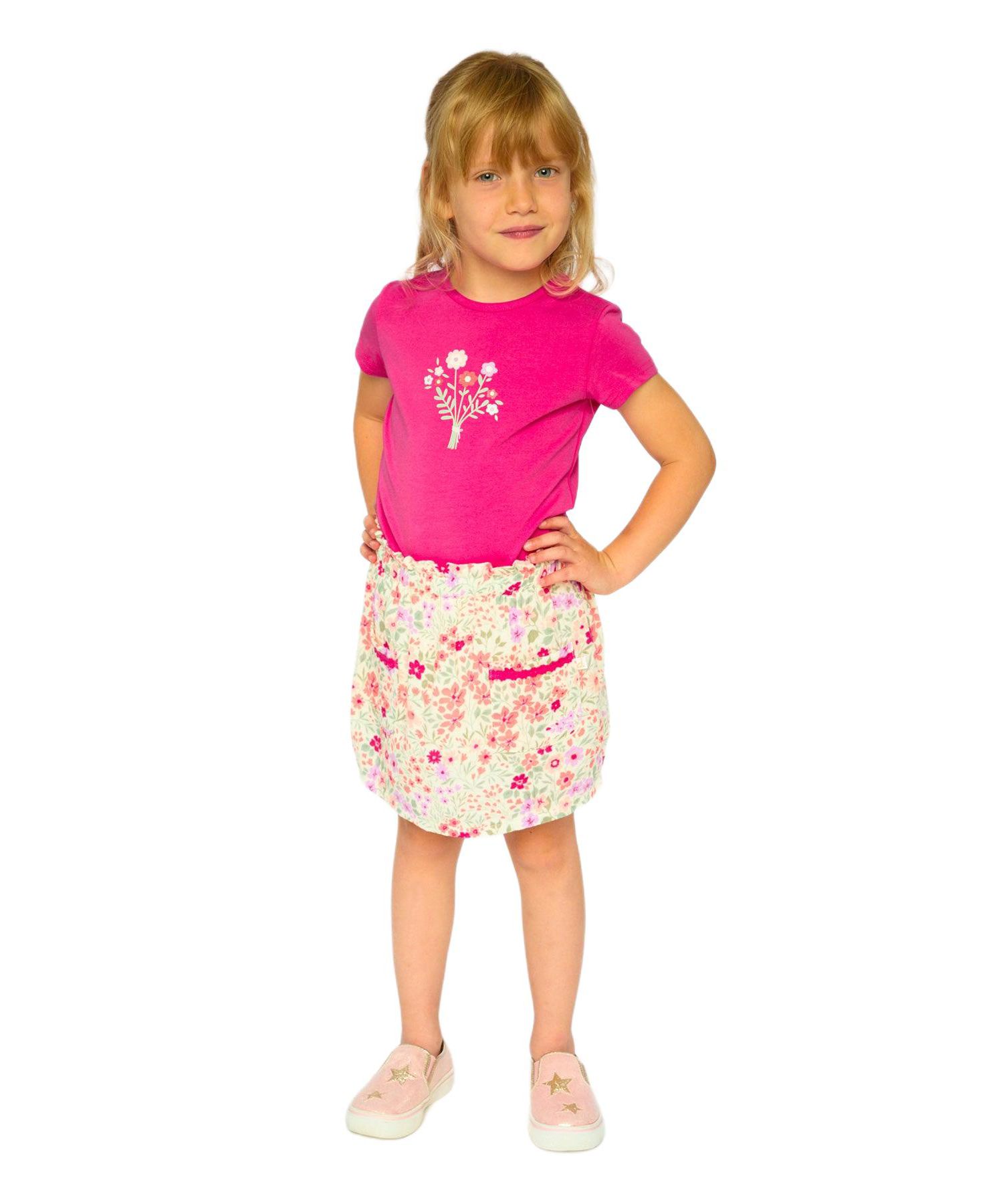 Baby Girls Muslin Skort Off White Printed Flowers