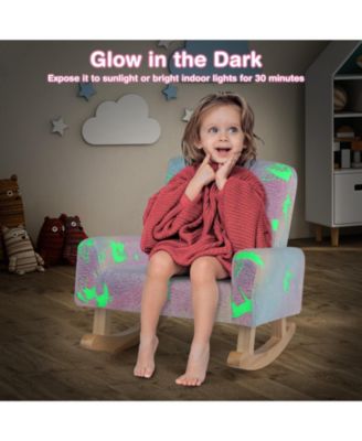 Upholstered Kids Rocking Chair with Sturdy Wood Rocking Legs