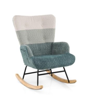 Nursery Rocking Chair with Ergonomic Armrests and High Back