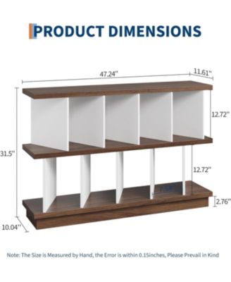 8 Cube Bookcase, Low Open Wood Storage Shelf with Removable Back Panels, Freestanding Bookshelf
