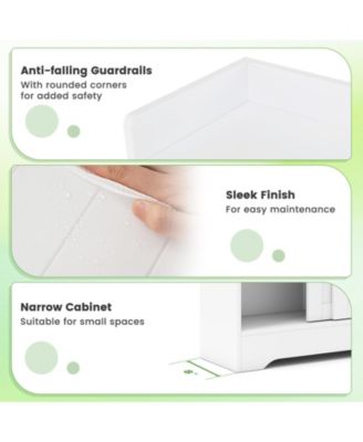 Slim Bathroom Floor Storage Cabinet with Built-In Toilet Paper Holders