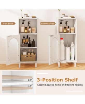 Wood Bathroom Floor Storage Cabinet Organizer with Adjustable Shelf