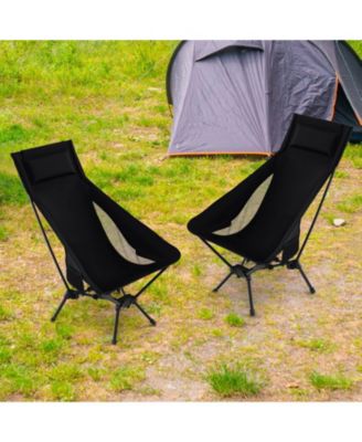 Folding Design High-Back Portable Camping Chair with Carry Bag, Pillow