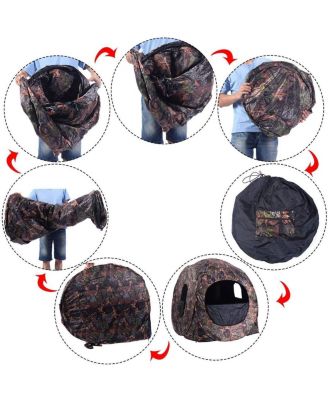 Portable Pop-Up Ground Camo Hunting Blind Enclosure, Surround View Shelter